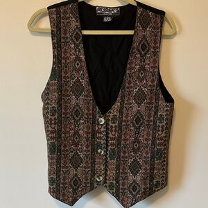 Vintage Agapo Collection Tapestry Button-Up Vest. Size Small